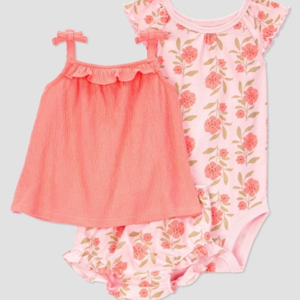 Carter's Pink Floral Dress and Diaper Cover Set Just One You® Baby Girl Size 9M